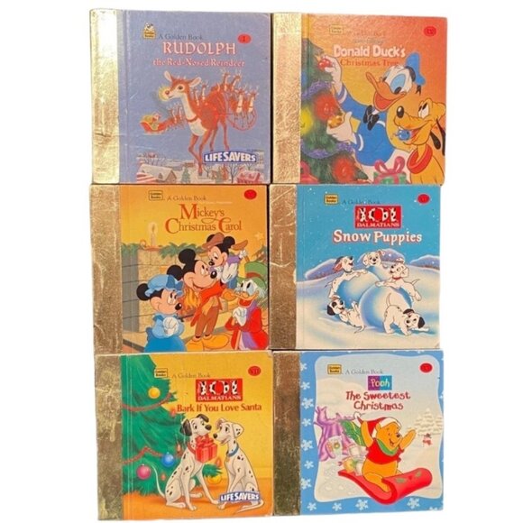 Set Of 6 A Golden Book Collection Christmas Stories Featuring Disney Characters - Picture 2 of 2